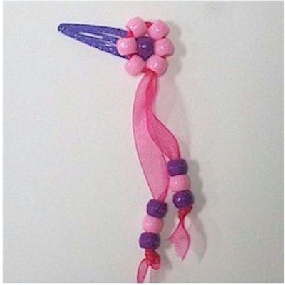 Easy bead and ribbon hair clip for kids.