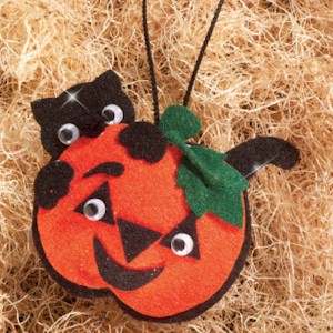 Black Cat And Pumpkin Ornament Craft