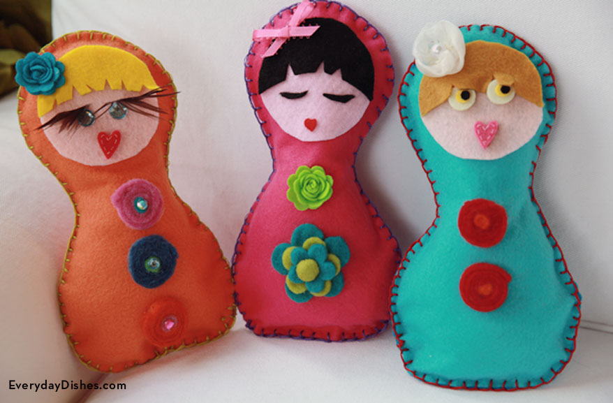Colorful Blanket Stitched Dolls