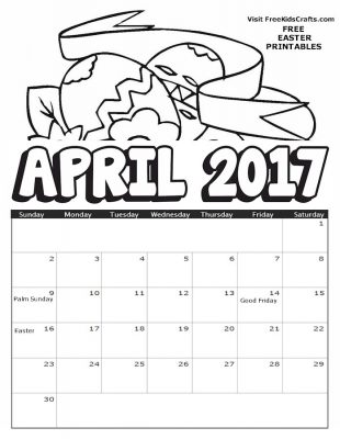 2017 April Coloring Calendar