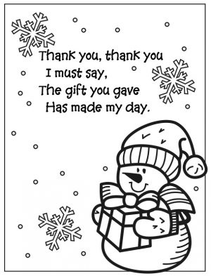 Printable Snowman Thank You Coloring Page Poem