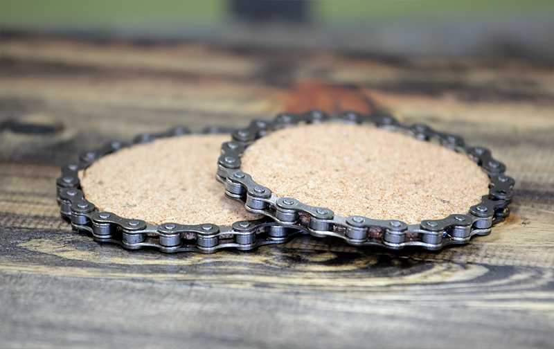 Cork And Bike Chain Coaster For Dad