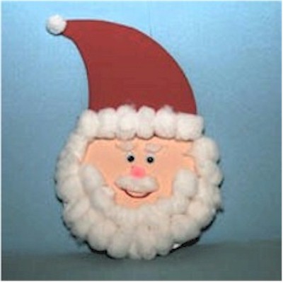 Santa Claus Decoration made from paper plate and cotton balls