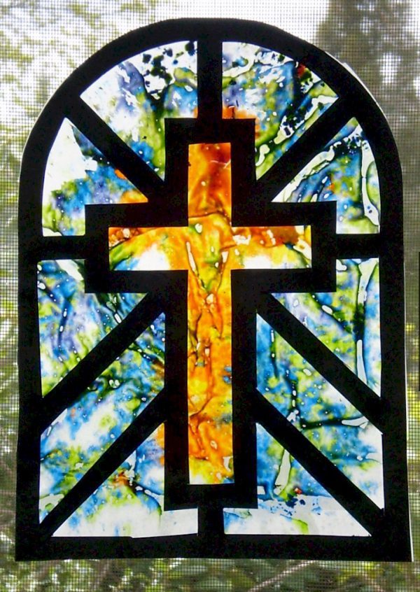 Melted Crayon Stained Glass Cross Sun Catcher Craft