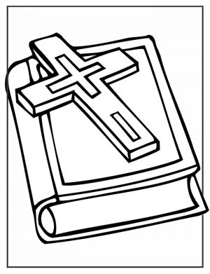 Printable Bible and Cross Coloring Page