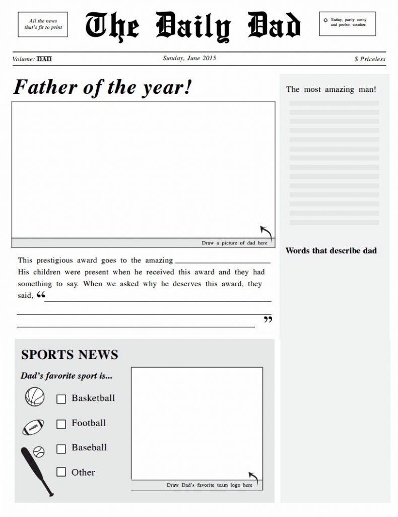 Headliner Dad Newspaper