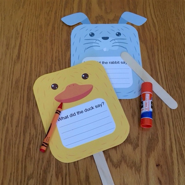 Duck and Rabbit Puppets for Beginning Writers