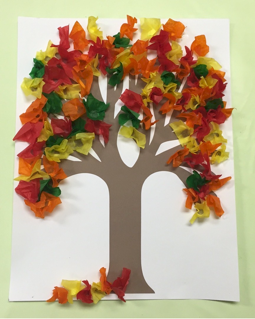 Fall Tissue Paper Tree Craft