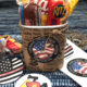 Colorful patriotic labels to put on buckets of snacks for fireffighters
