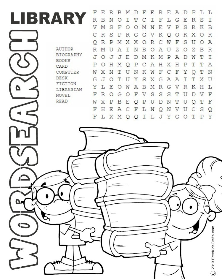 printable library word search