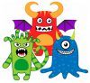 Colorful Monsters for kids to cut and paste.