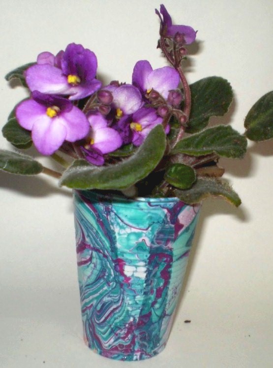 Marbelized Nail Polish Flower Pot