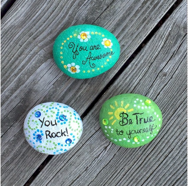Stones Painted with Inspirational Messages