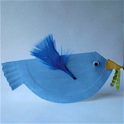 Bluebird made from folded paper plate