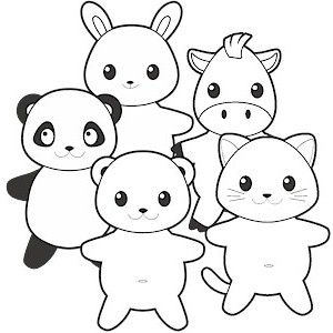 Printable Animal Buddy Paper Dolls Black & White