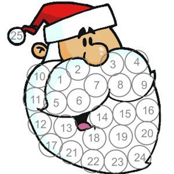 Printable Santa Advent Calendar with beard to be filled daily with cotton balls.