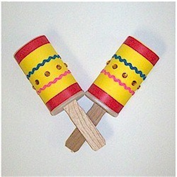 Maracas made from recycled cardboard tubes.
