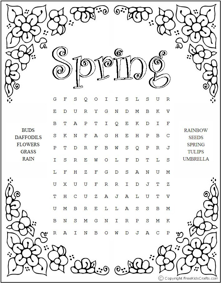 Printable Spring Word Puzzles