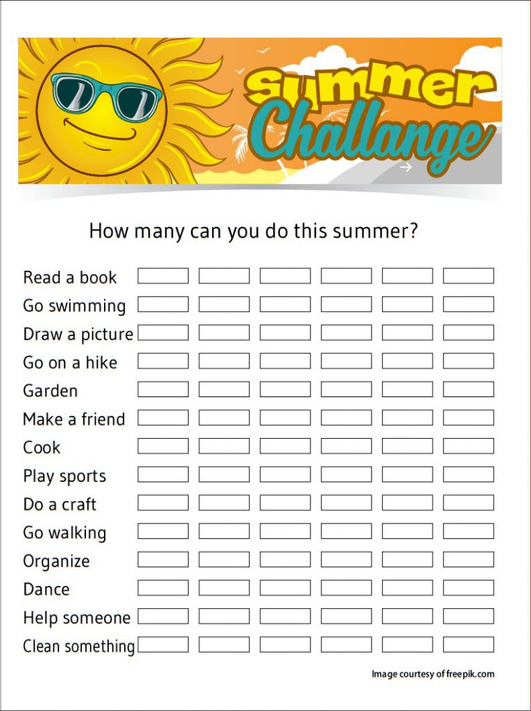 printable summer challange