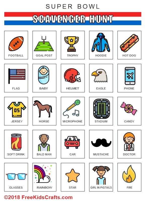 Fun Super Bowl Scavenger Hunt Printable for the kids