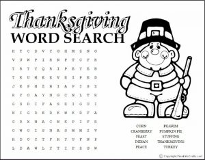 Printable Thanksgiving Word Puzzle for Kids
