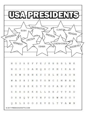 Printable USA Presidents Word Search Puzzle
