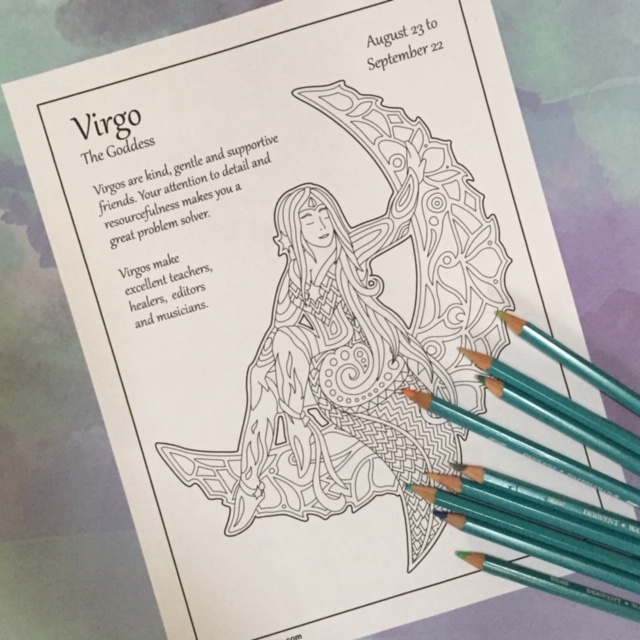 September Zodiac Coloring Page (Virgo)