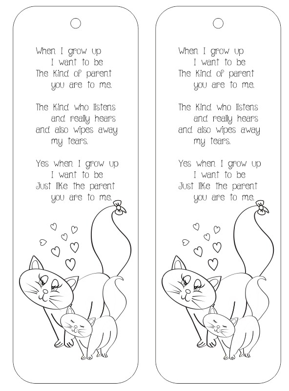 When I Grow Up Bookmark Poem