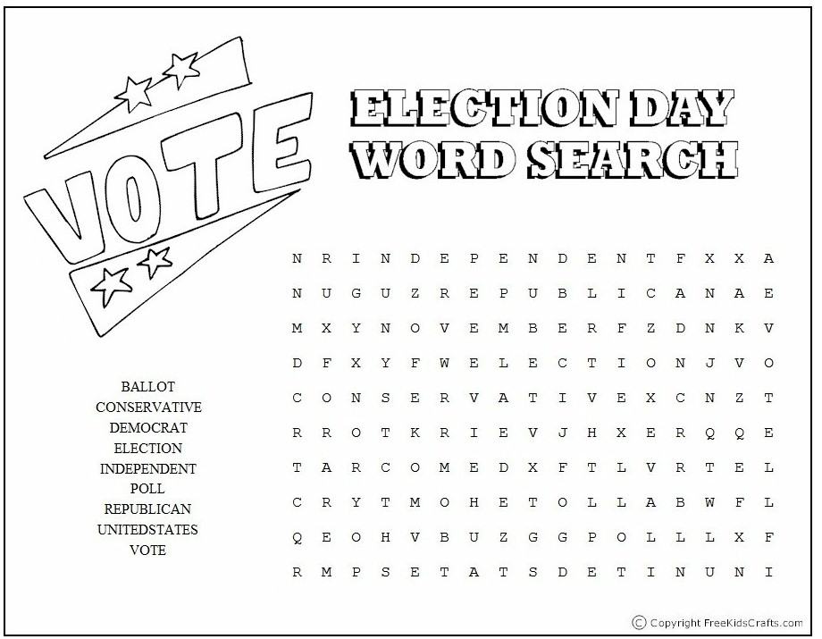 Printable Election Day Word Search