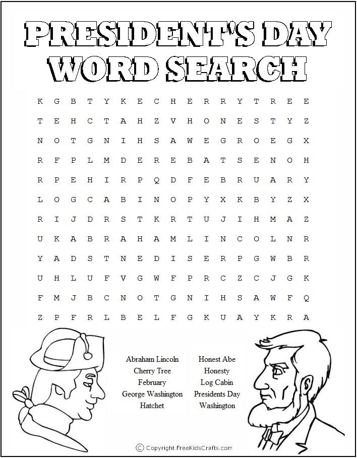 Printable President's Day Word Puzzles